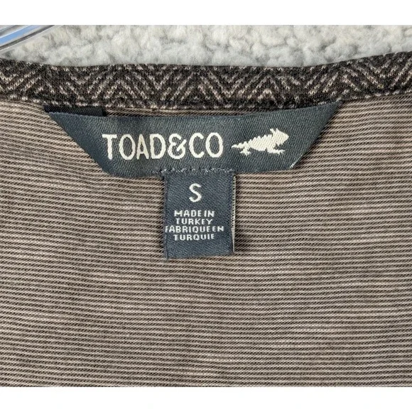 Toad & Co Small Womens Organic Cotton Waist Tie V-Neck Brown Midi Dress Pockets - Picture 2 of 12